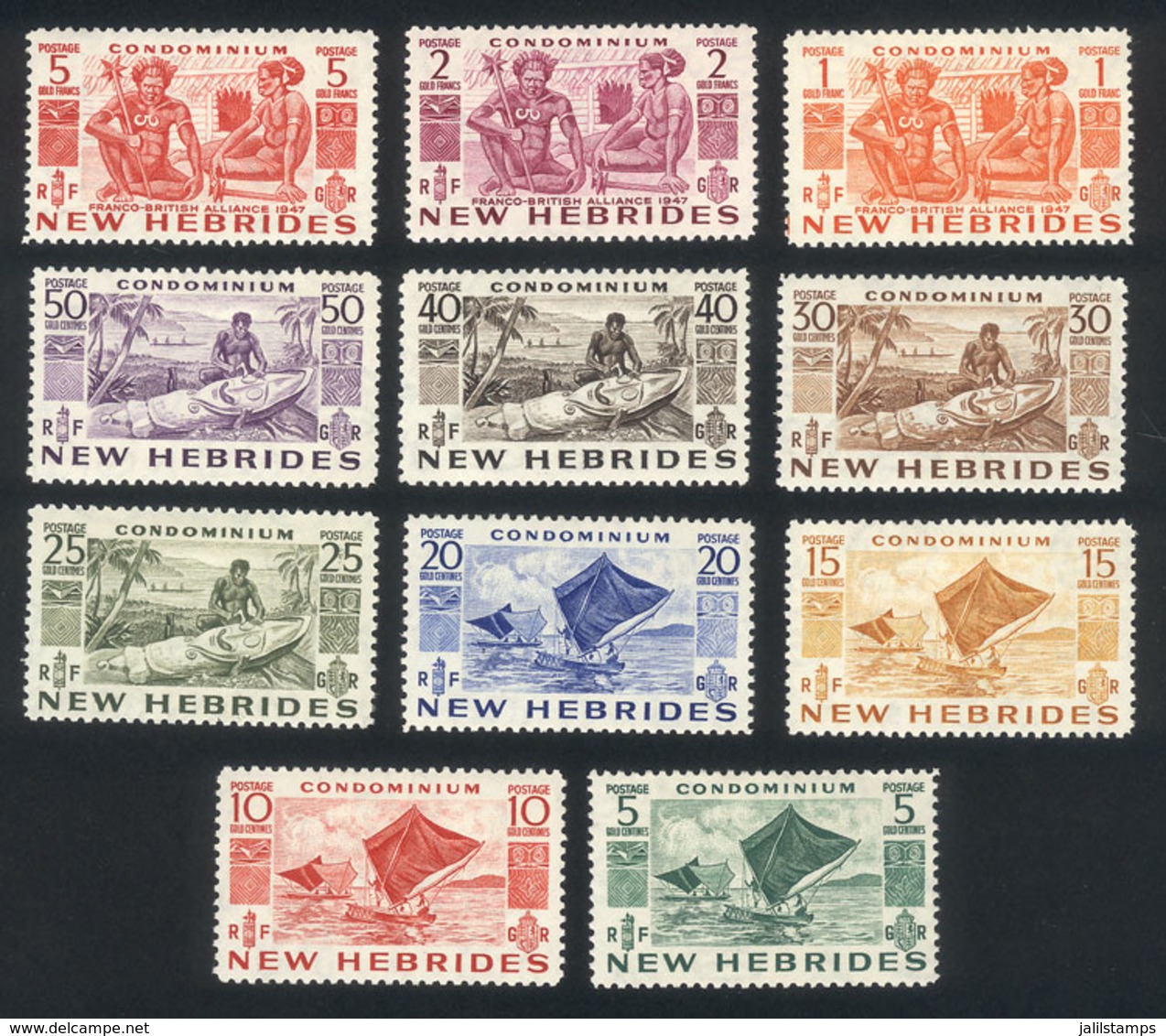 NEW HEBRIDES: Yvert 144/54, Art And Ships, Complete Set Of 11 Values, Very Fine Quality! - Andere & Zonder Classificatie