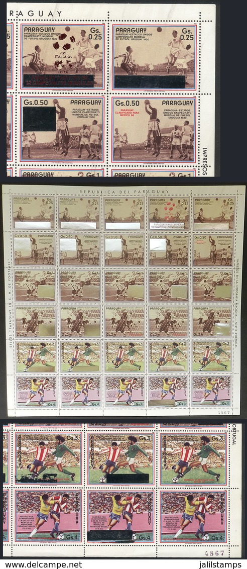 PARAGUAY: "Sc.2283, 1989 Paraguay In Football World Cups, The Set Of 6 Values In Complete Sheet Of 5 Sets, Overprint PRO - Paraguay