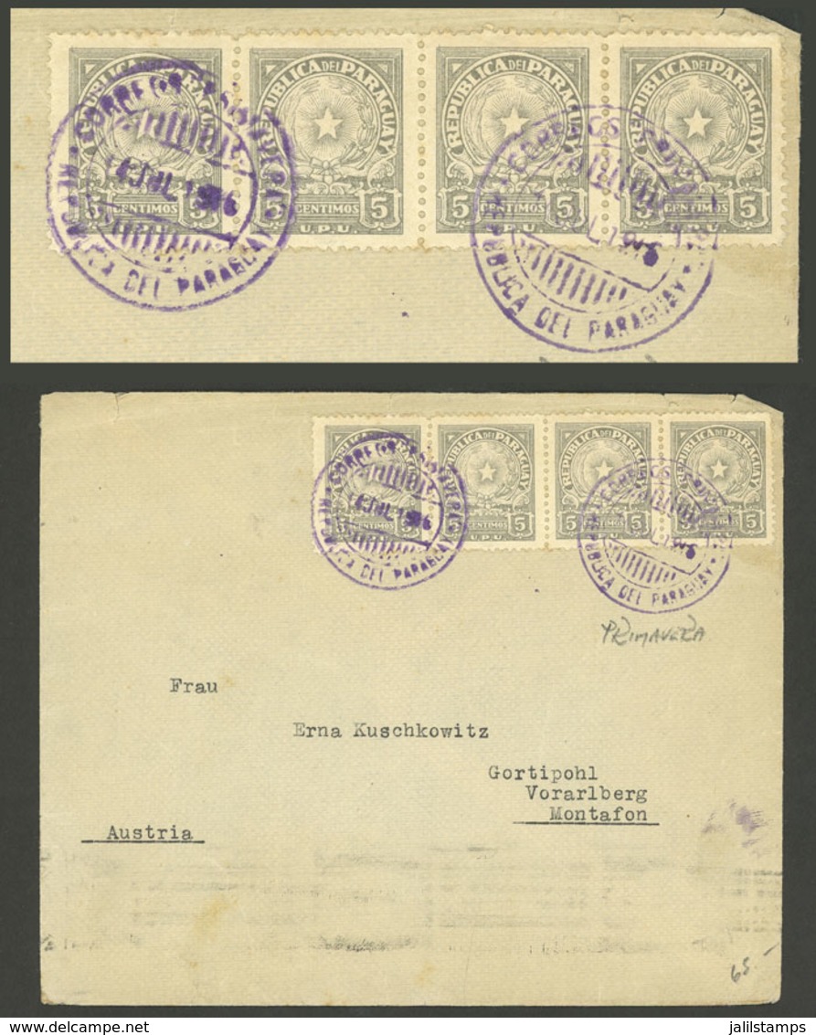 PARAGUAY: 4/JUL/1946 PRIMAVERA - Austria, Cover With 20c. Franking And Very Neat Cancels, VF Quality, Rare! - Paraguay