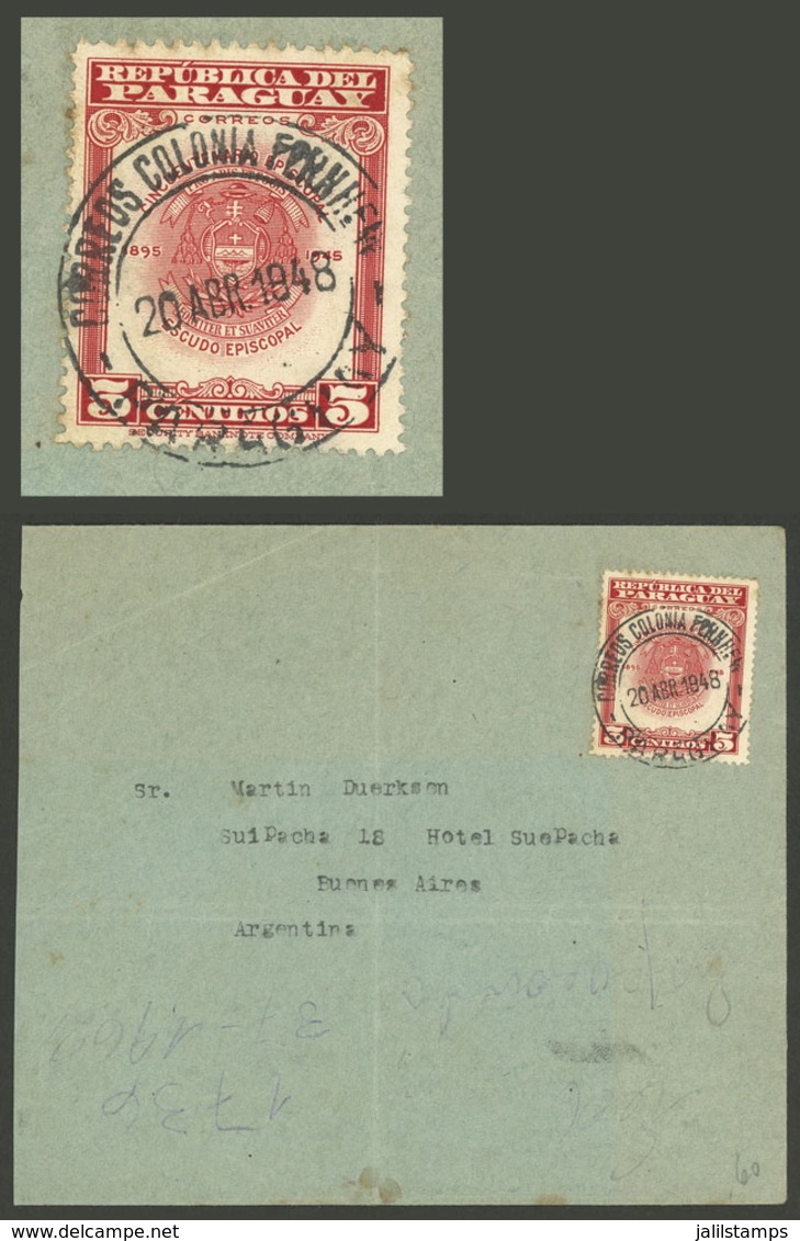 PARAGUAY: 20/AP/1948 COLONIA FERHEIM - Buenos Aires, Cover Franked With 5c. And Very Good Cancel! - Paraguay