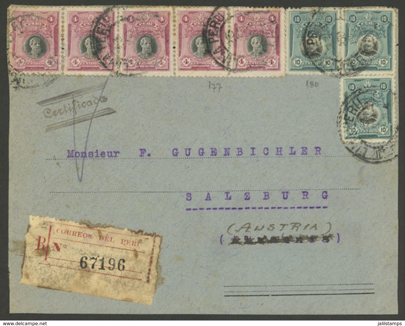 PERU: Circa 1920, Cover Front Sent From Paita To Austria With Attractive Large Postage Of 50c., VF! - Pérou