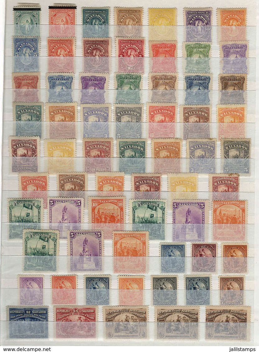 EL SALVADOR: Stockbook With Interesting Stock Of Unused Stamps (including No Gum, With Gum And Lightly Hinged, And MNH), - El Salvador