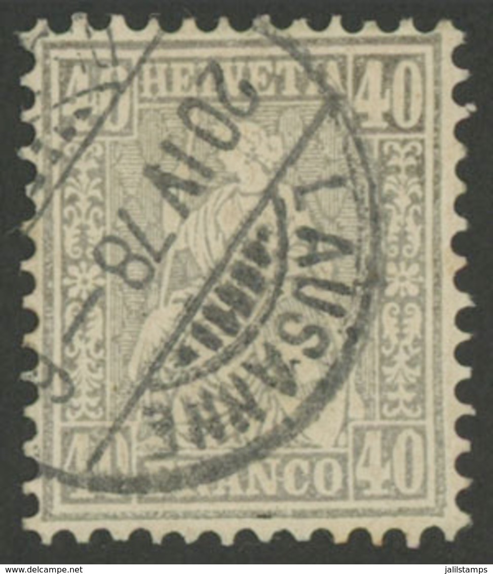 SWITZERLAND: Sc.58, 1867/78 40c. Gray, Used, Excellent Quality! - Other & Unclassified