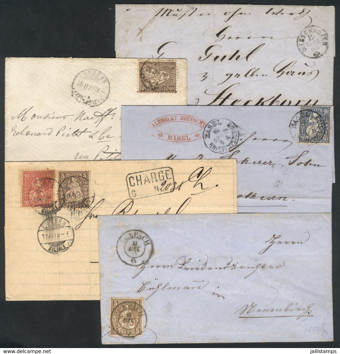 SWITZERLAND: 5 Covers, Entire Letters And Folded Covers Used Between 1862 And 1877, Very Nice And Attractive! - ...-1845 Precursores