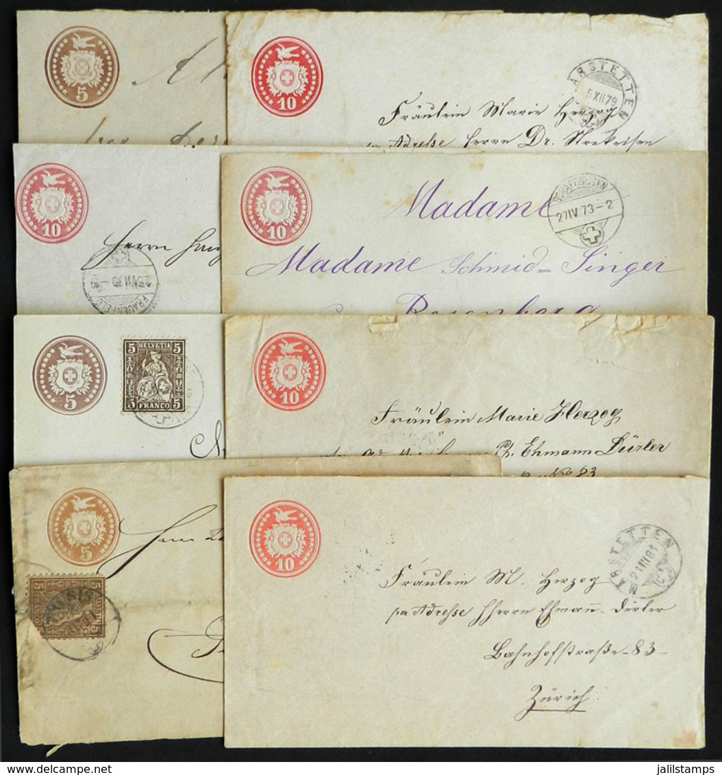 SWITZERLAND: 8 Covers (stationery Envelopes) Used Between 1870 And 1881, Some With Faults, Others Of Fine Quality. Inter - ...-1845 Precursores