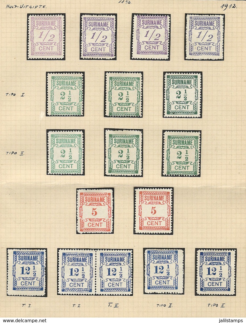 SURINAME: Sc.70/73, 1912 Complimentary Issue, Cmpl. Set Of 4 Values Mounted On 2 Album Pages Of An Old Collections, Incl - Suriname