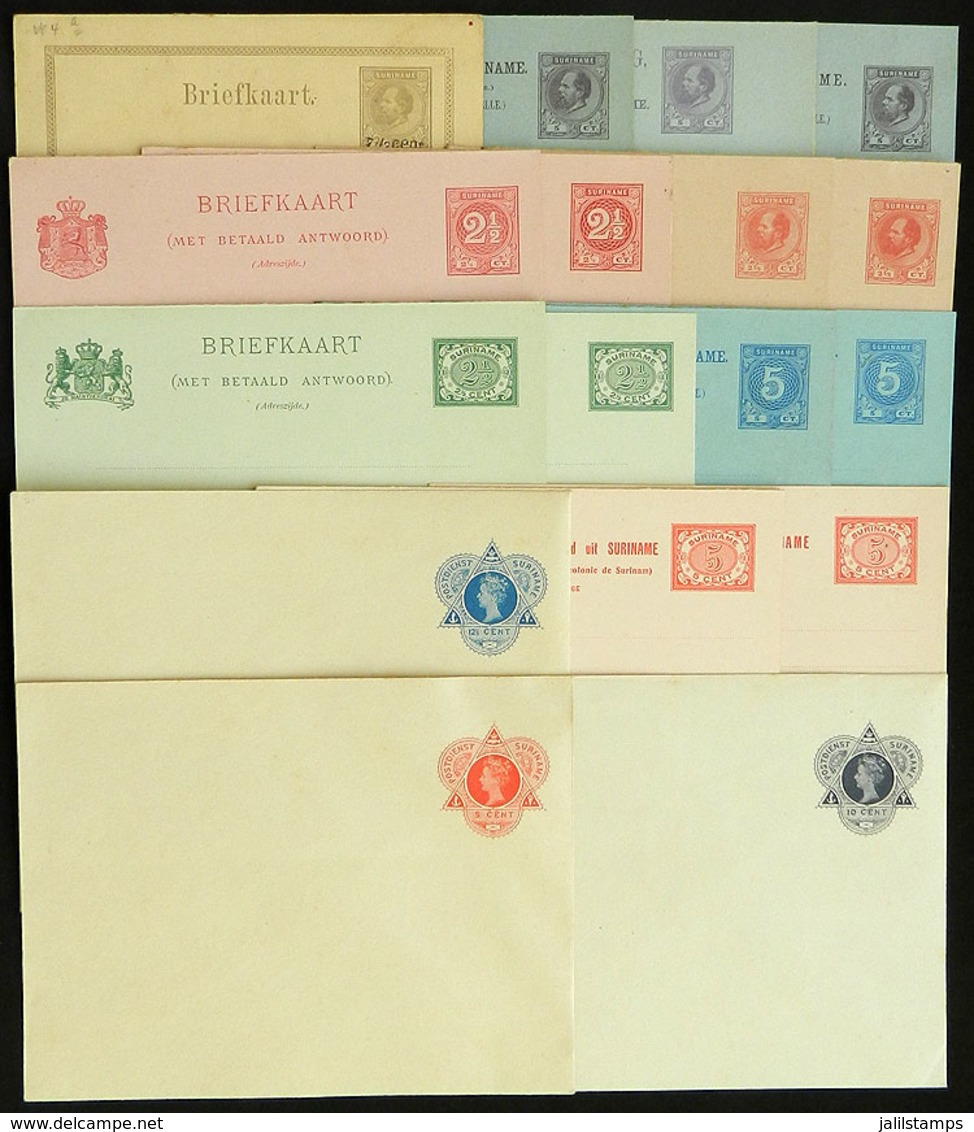 SURINAME: 17 Old Unused Postal Stationeries, All Different, Fine To Excellent Quality, 7 Are Postal Cards With Paid Repl - Surinam