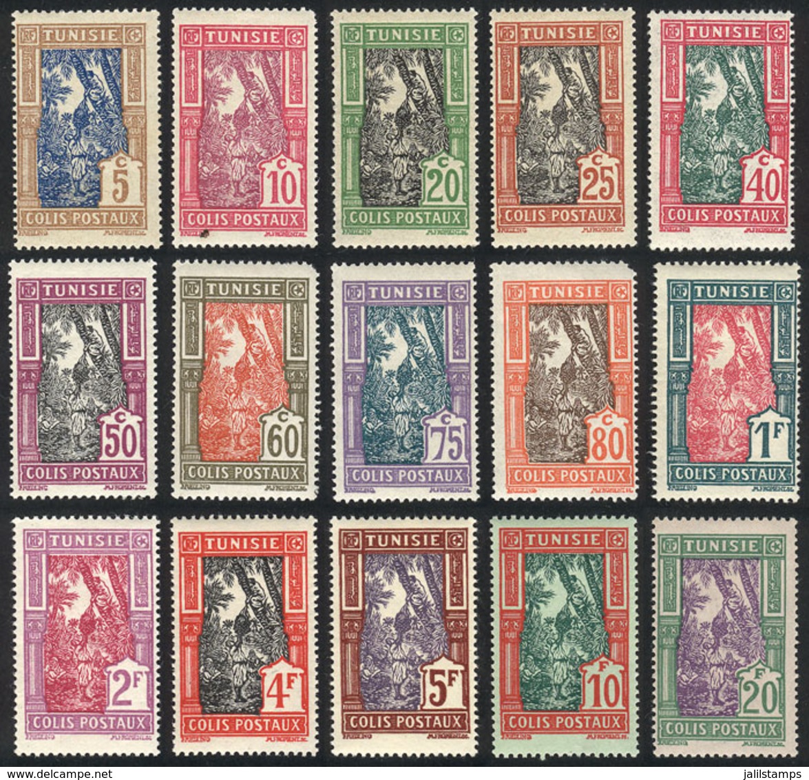 TUNISIA: Yvert 11/25, 1926 Dates, Cmpl. Set Of 15 Mint Values, Very Fine Quality! - Tunisia