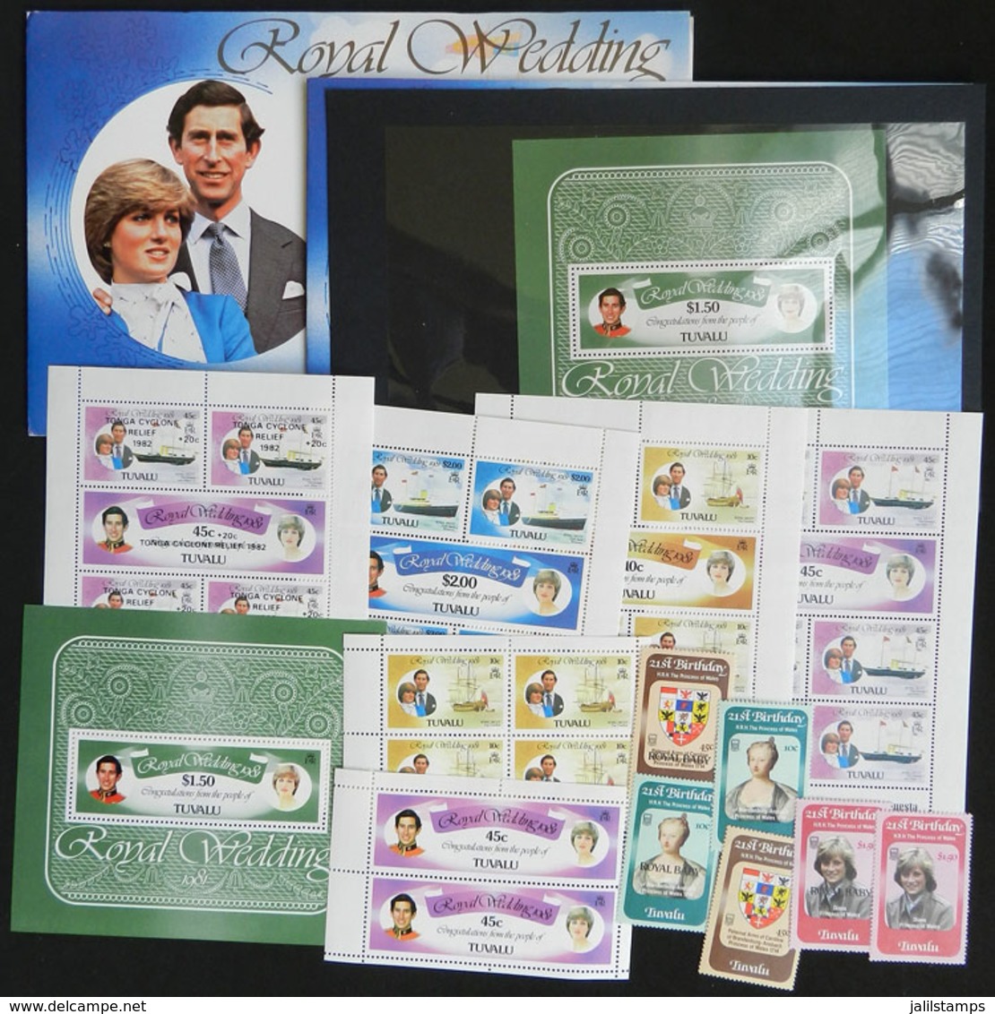 TUVALU: LADY DI: Lot Of Sets And Souvenir Sheets + Mini-sheets + The Set And The S.sheets In Presentation Packs, All MNH - Tuva