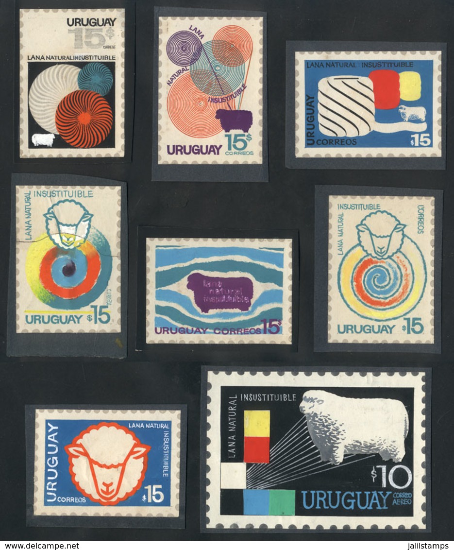 URUGUAY: Sc.800/801, 1971 Sheep & Wool, 8 Unadopted Artist Designs By Angel Medina M., Various Sizes, Excellent Quality, - Uruguay