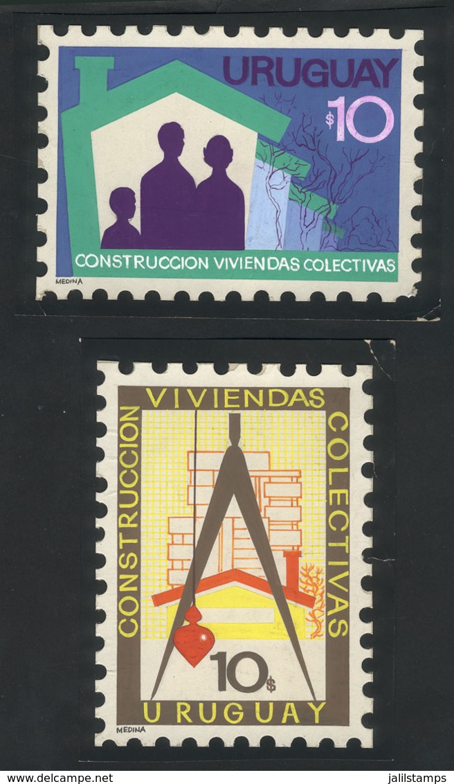 URUGUAY: Sc.827, 1972 Housing Plan, 2 Unadopted Artist Designs By Angel Medina M., Size Approx. 125 X 90 Mm, Excellent Q - Uruguay