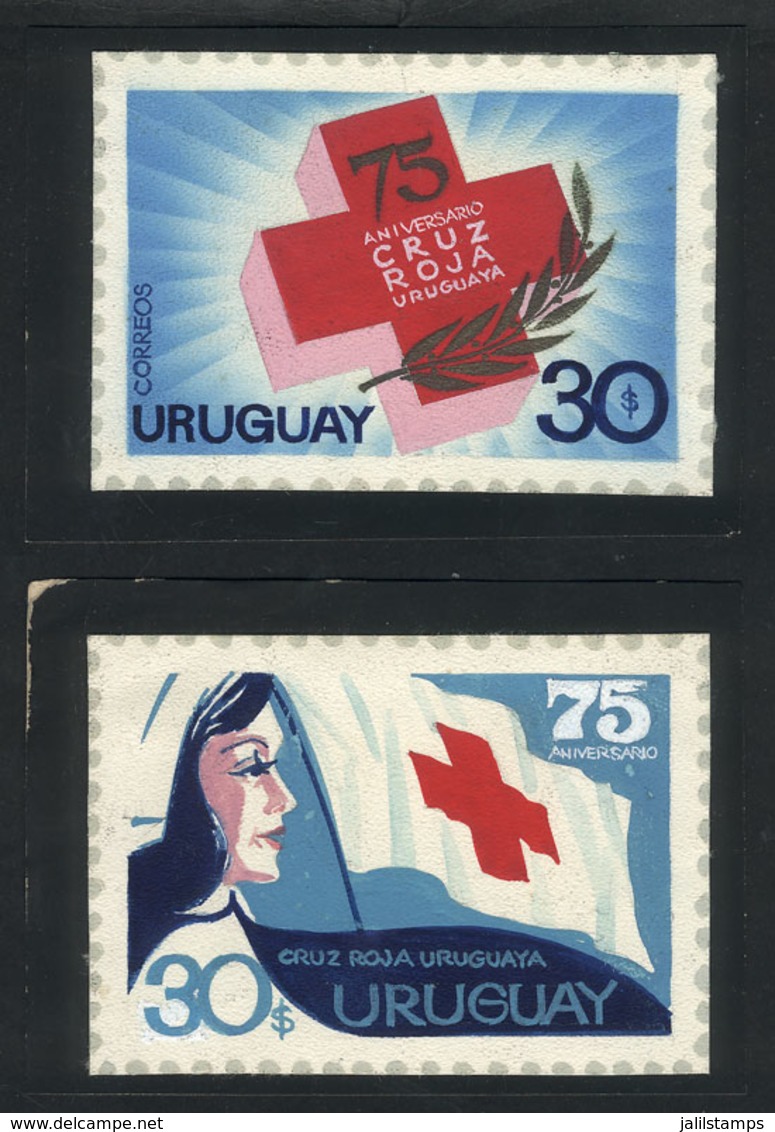 URUGUAY: Sc.833, 1972 Red Cross, 2 Unadopted Artist Designs By Angel Medina M., Size Approx. 85 X 60 Mm, Excellent Quali - Uruguay