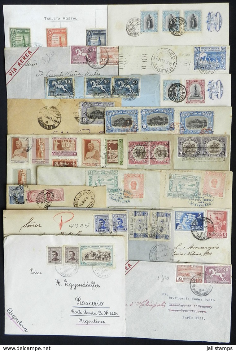 URUGUAY: 20 Covers (a Few Can Be Fronts) Used In Varied Periods, There Are Some Nice Postages And Cancels, Good Lot! - Uruguay