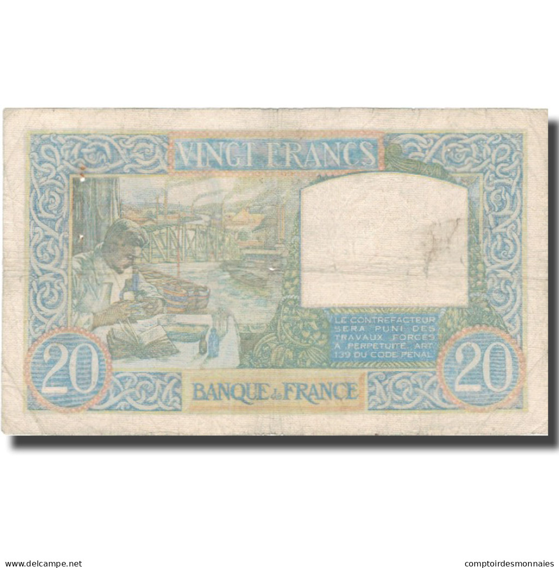 France, 20 Francs, 20 F 1939-1942 ''Science Et Travail'', 1940, 1940-12-05, TB+ - 20 F 1939-1942 ''Science Et Travail''