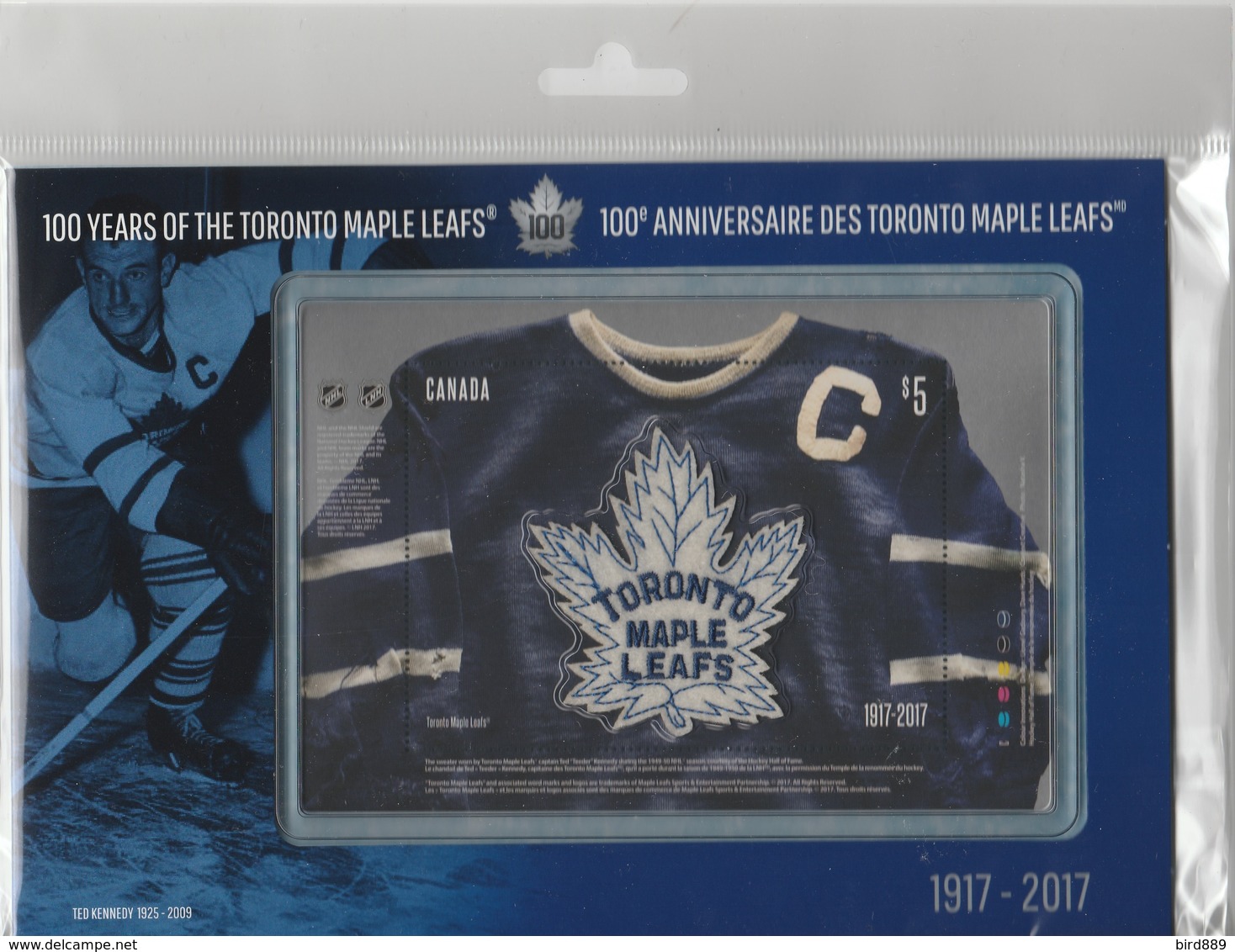 2017 Canada Hockey NHL Toronto Maple Leaf Centenary Mini Sheet Fabric Canada MNH - Timbres Seuls