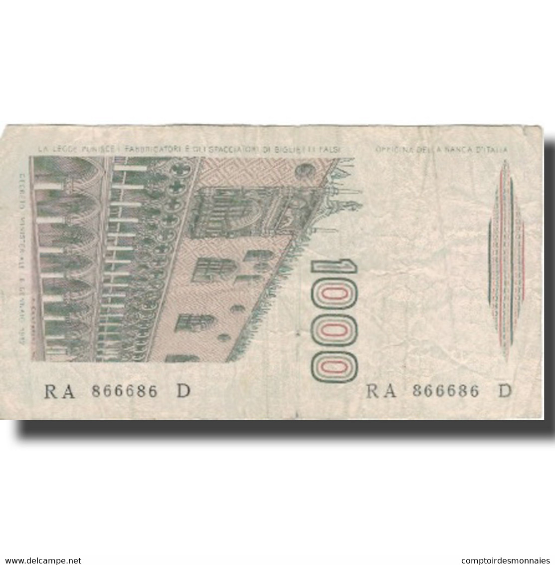 Billet, Italie, 1000 Lire, Undated (1982), KM:109a, B+ - 1000 Lire