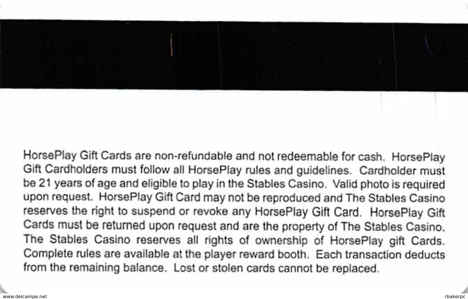 Stables Casino - Maimi, OK - $10 Horse Play Gift Card / Slot Card - Casino Cards