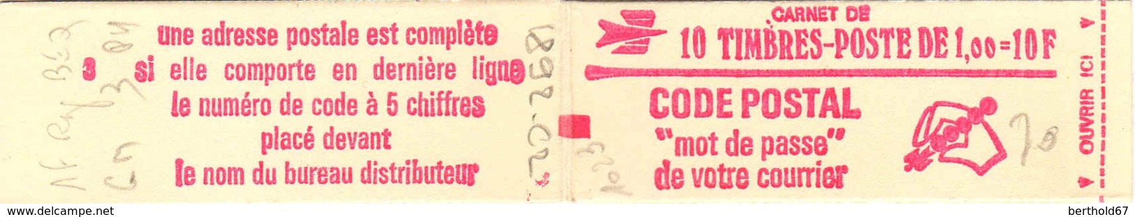 France Carnet N** Yv:1892-C2 10 Tbres 1,00=10F Code Postal Conf.3 à 5-7-8-sans - Autres & Non Classés