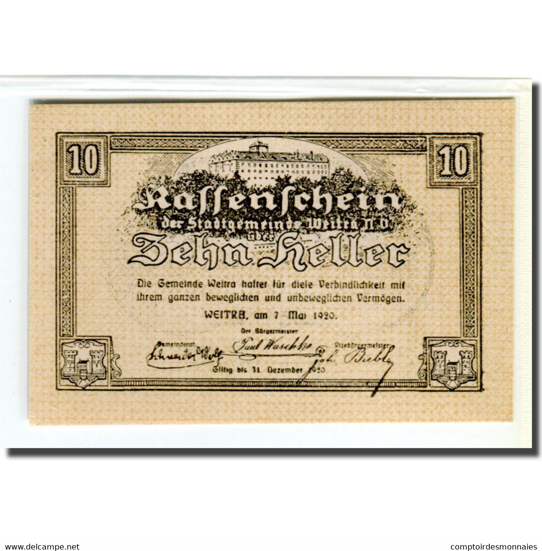 Billet, Autriche, Weitra, 10 Heller, Paysage 2, 1920, 1920-05-07, SPL - Autriche