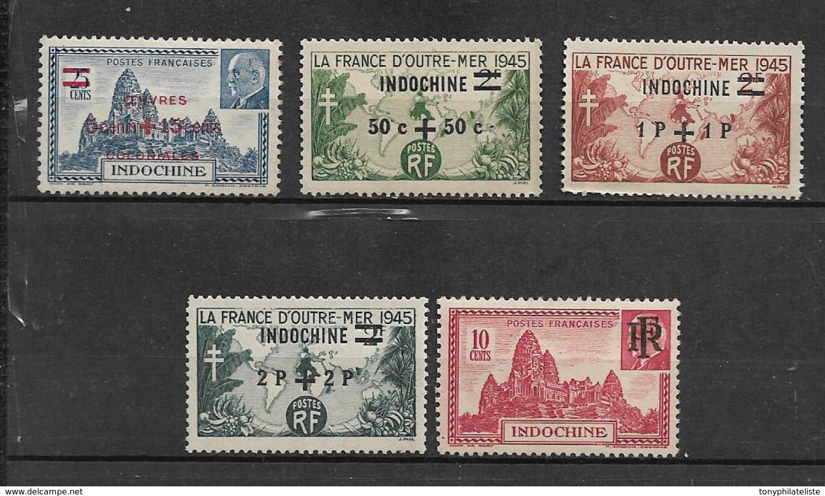 Colonie Timbre D'indochine De 1944/45  N°295 A 299 Neufs - Neufs