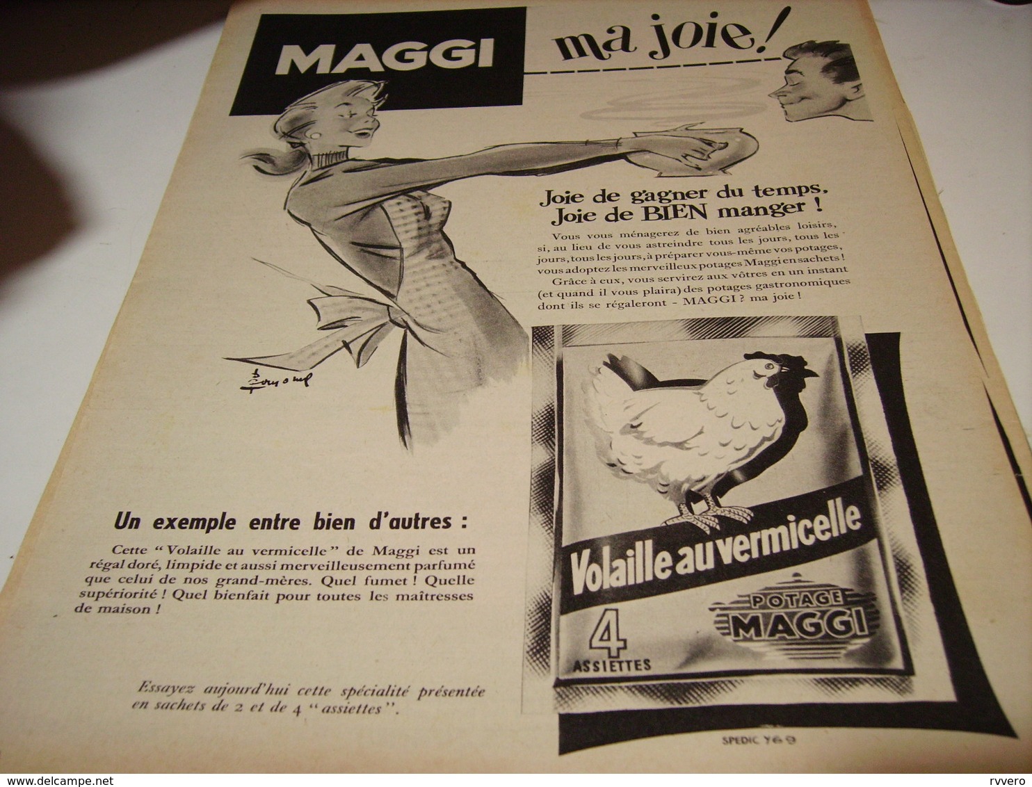 ANCIENNE PUBLICITE POTAGE DE VOLAILLE  DE  MAGGI 1954 - Affiches