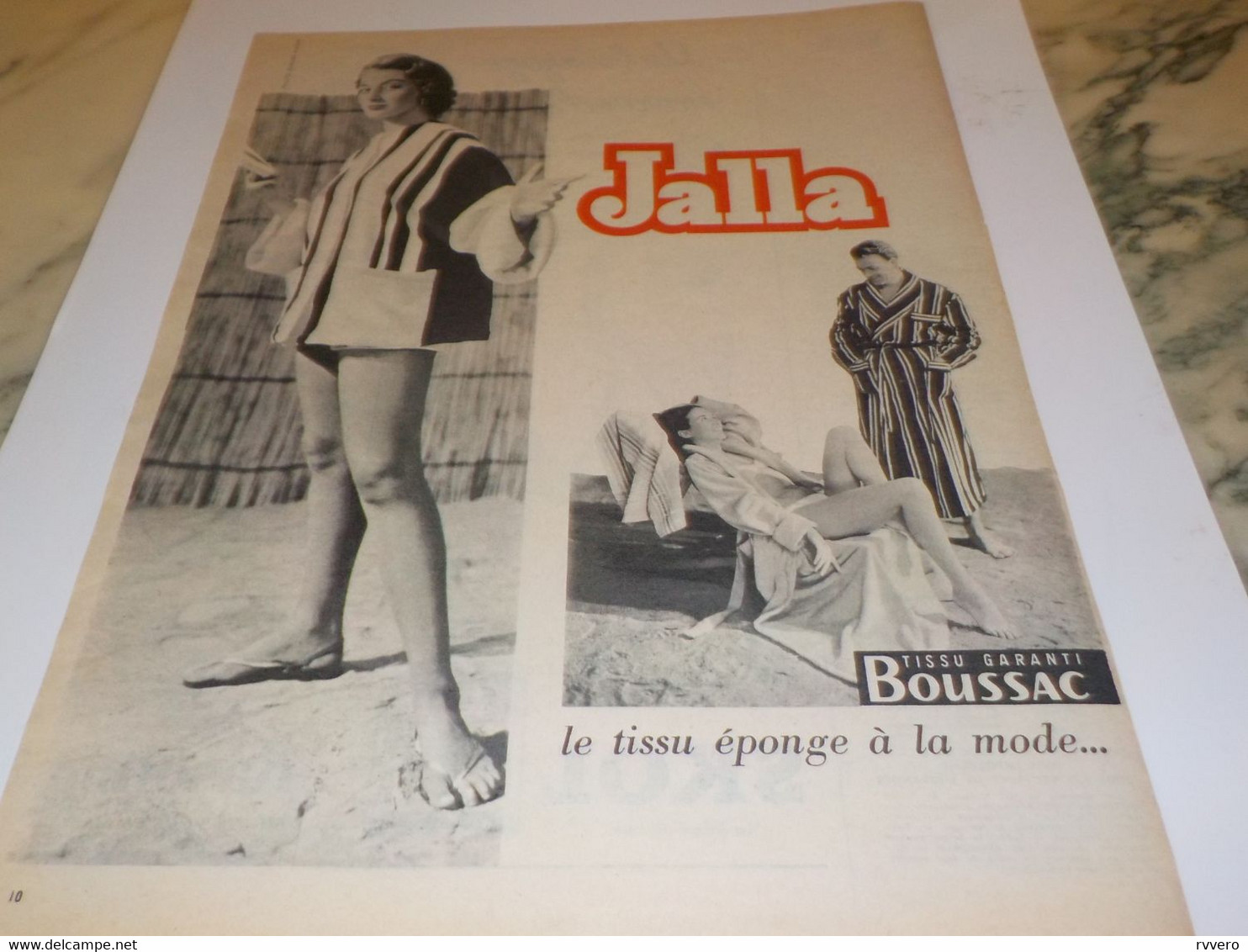 ANCIENNE  PUBLICITE JALLA TISSUS EPONGE BOUSSAC  1954 - Other & Unclassified