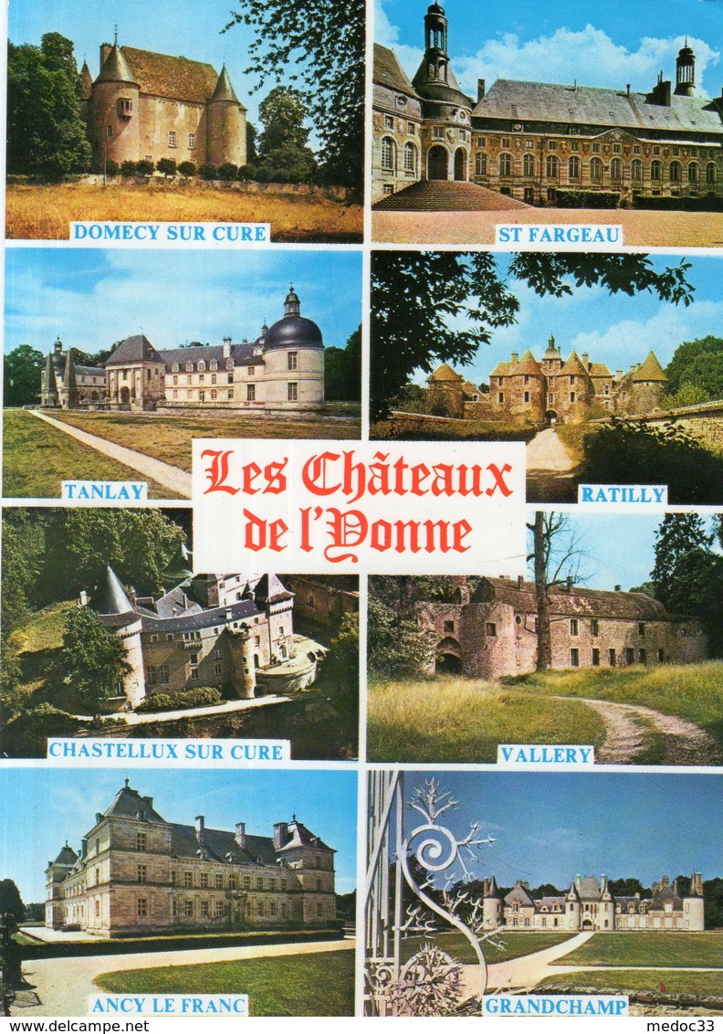 Dept 89,Yonne,Cpm "Yonne Touristique",Les Châteaux De L'Yonne,Domecy Sur Cure,Tanlay,Vallery,Etc.... - Autres & Non Classés