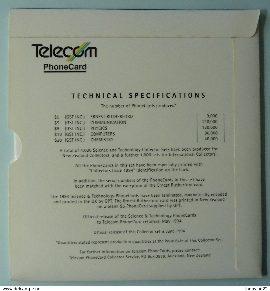 NEW ZEALAND - GPT Set Of 5 - 1994 Science & Technology - 1000ex - NZ-CP-24A - MINT In Folder - Int Collector Pack - New Zealand