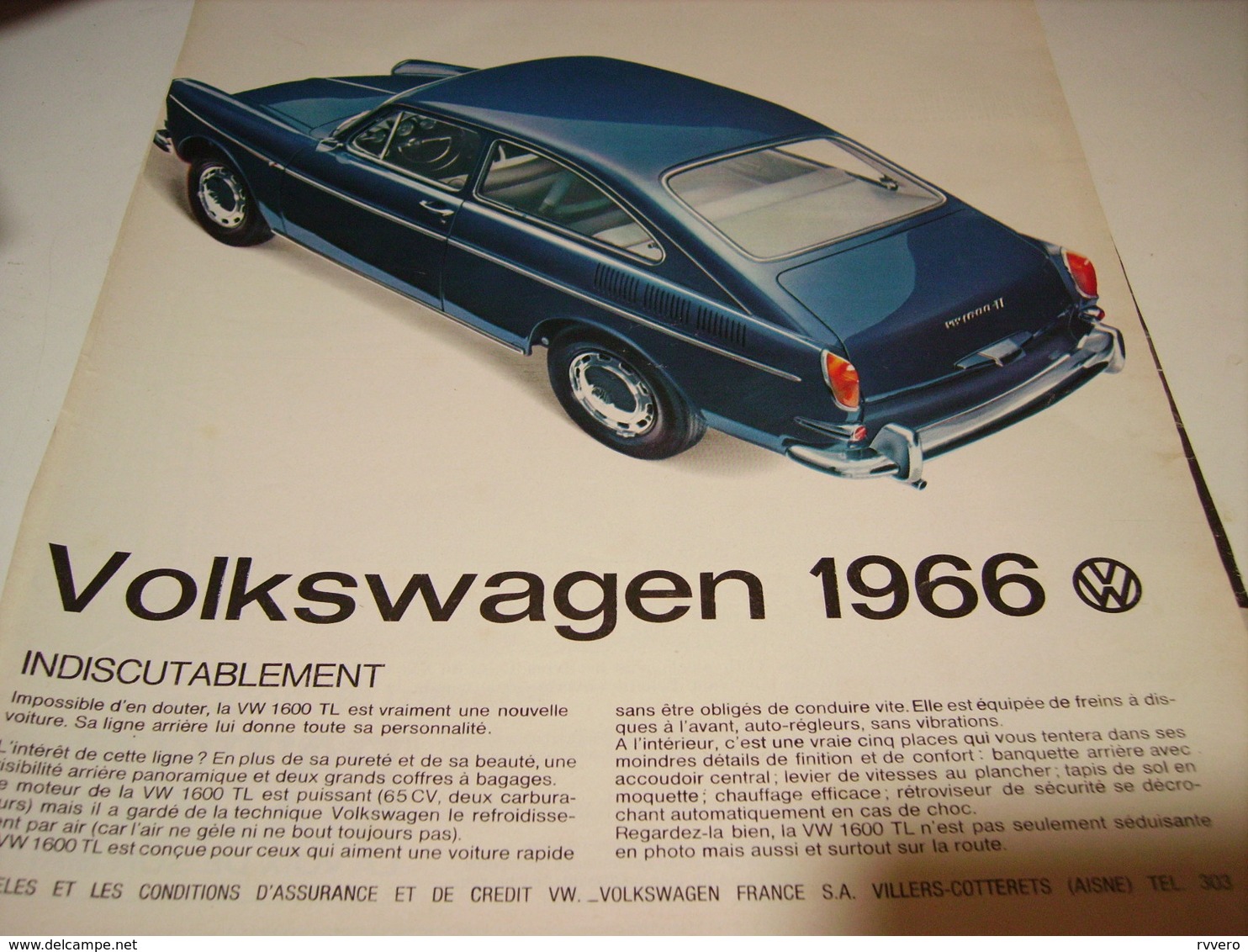 ANCIENNE PUBLICITE  VOITURE VOLKSWAGEN 1966 - Voitures