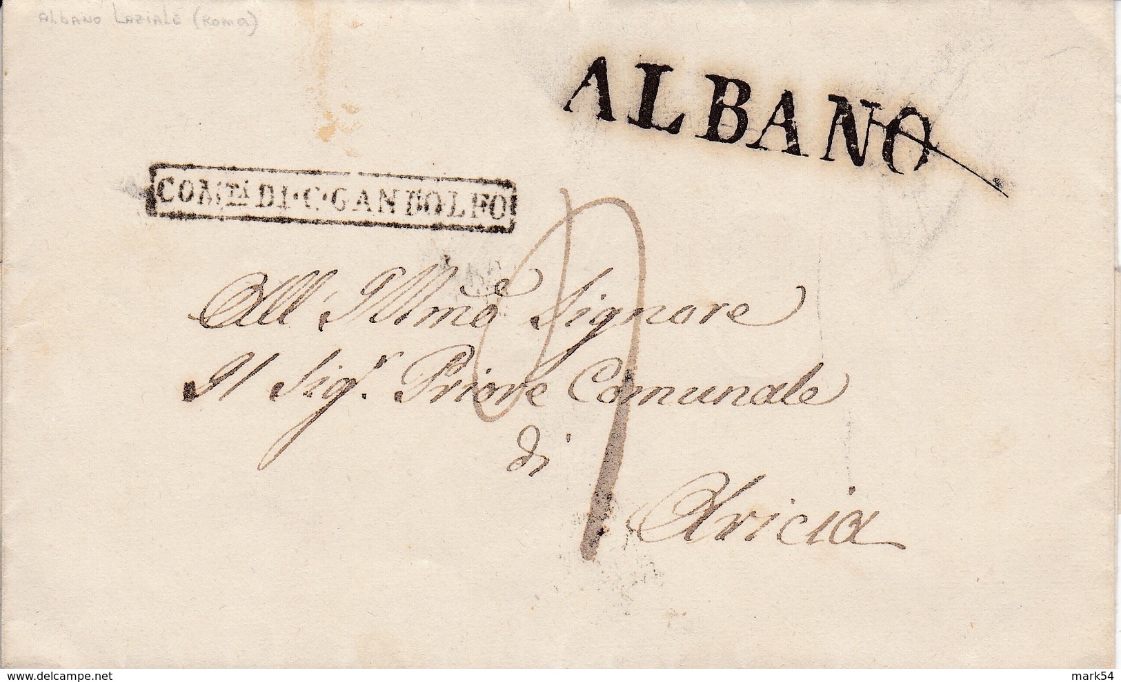 Comtà Di C. Gandolfo In Cartella Nera + Albano Stampatello Nero Su Piego Senza Testo - 1. ...-1850 Prephilately