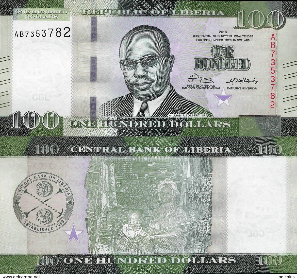 Liberia 2016 - 100 Dollars - Pick 35 UNC - Liberia