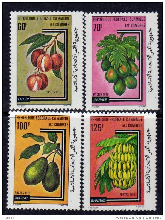 Comores N° 282  / 85 X Fruits Des Comores Les 4 Valeurs Gomme Blanche Mate  Trace De Charnière Sinon TB - Comores (1975-...)