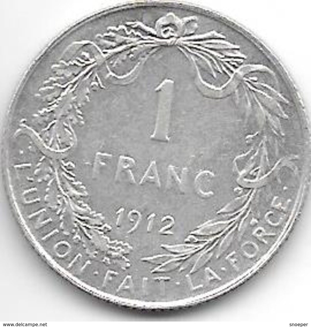 *belguim 1 Franc 1912 French  Xf - 1 Franc