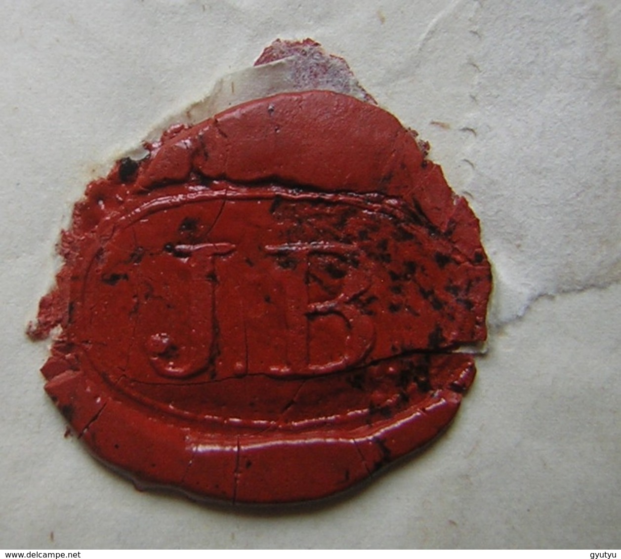 1846 Lettre Pour Cadix (Cadiz Espagne) Cachet Rouge à Identifier, Sceau En Cire J.B Au Revers - ...-1850 Prefilatelia