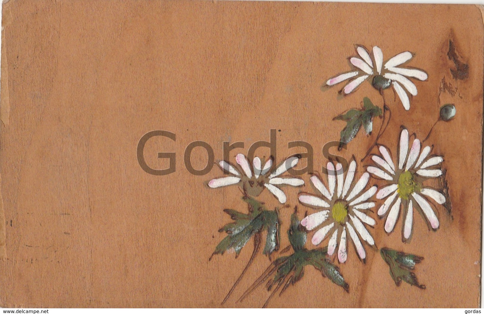 Wood Postcard - Flowers - Autres & Non Classés