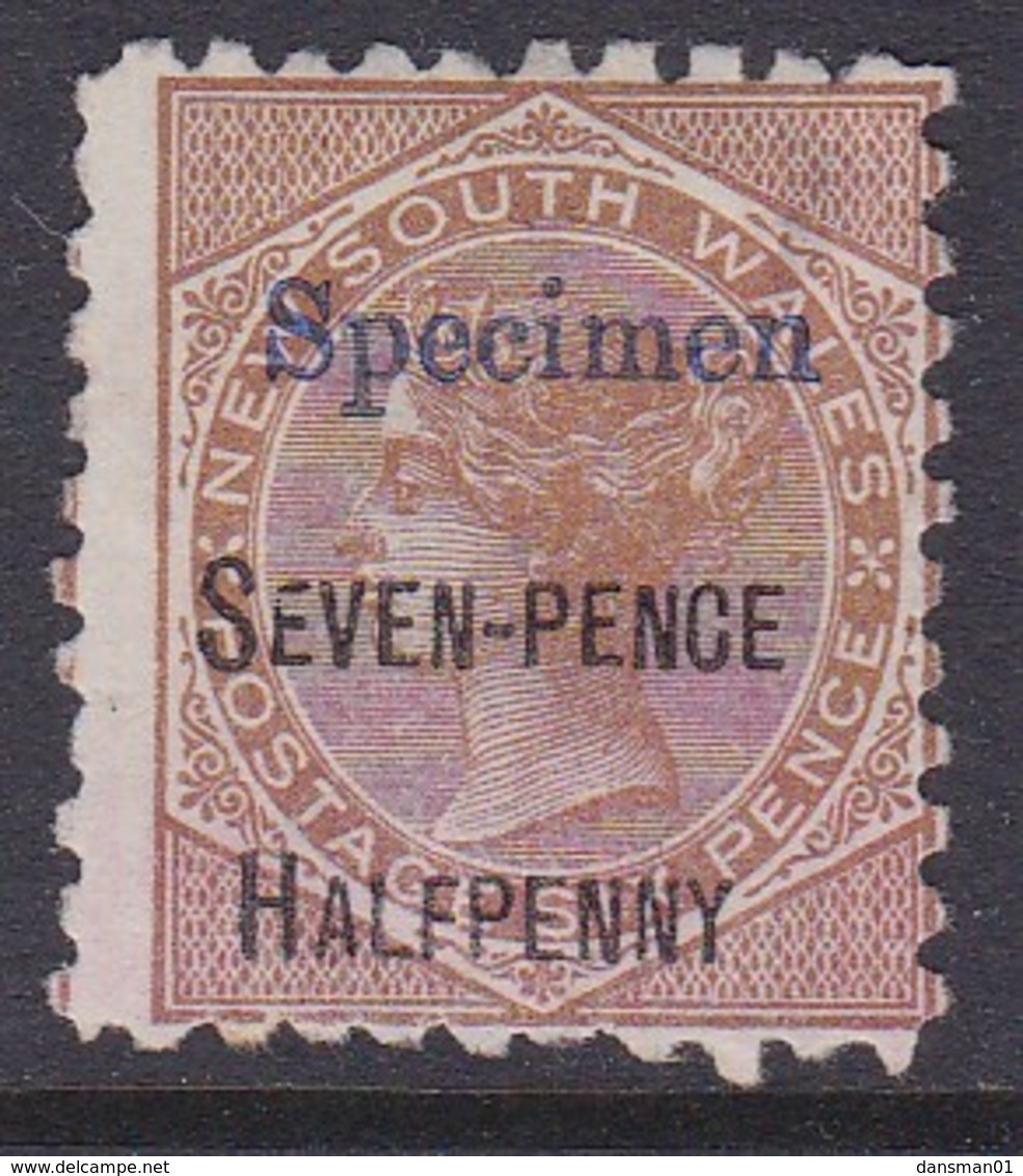 New South Wales 1891 SG 267s P. 10 Mint Hinged SPECIMEN (broken E Of SEVEN) - Mint Stamps