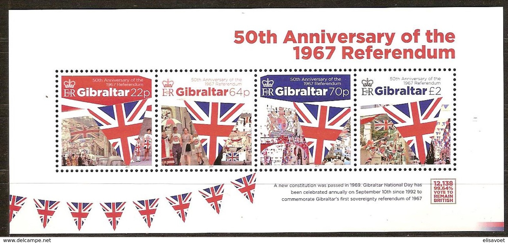 Gibraltar 2017 Micheln°  1802-1805 *** MNH  50° Anniversaire 1967 Referendum - Gibraltar