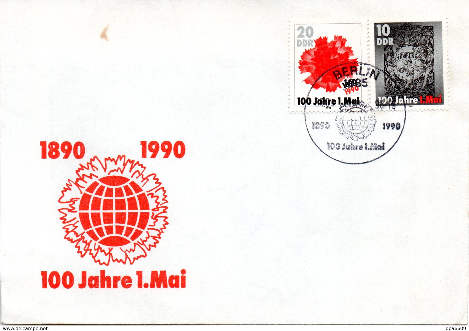 (DDR-SB) DDR Schmuck-FDC Mi 3322/33 "100 Jahre Tag Der Arbeit (1.Mai)", ESSt BERLIN, 03.04.1990 - Autres & Non Classés