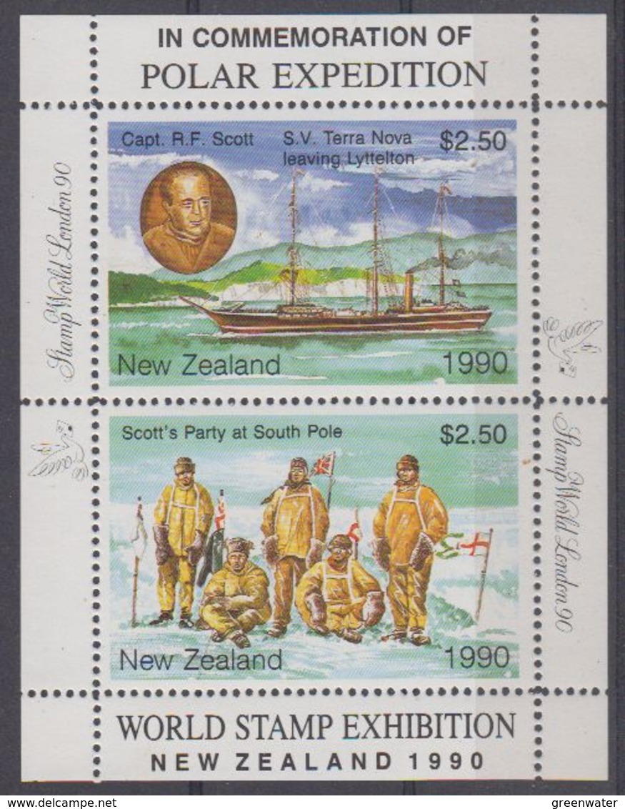 New Zealand 1990 Commemoration ¨Polar Expedition M/s ** Mnh (41454) - Blocks & Sheetlets