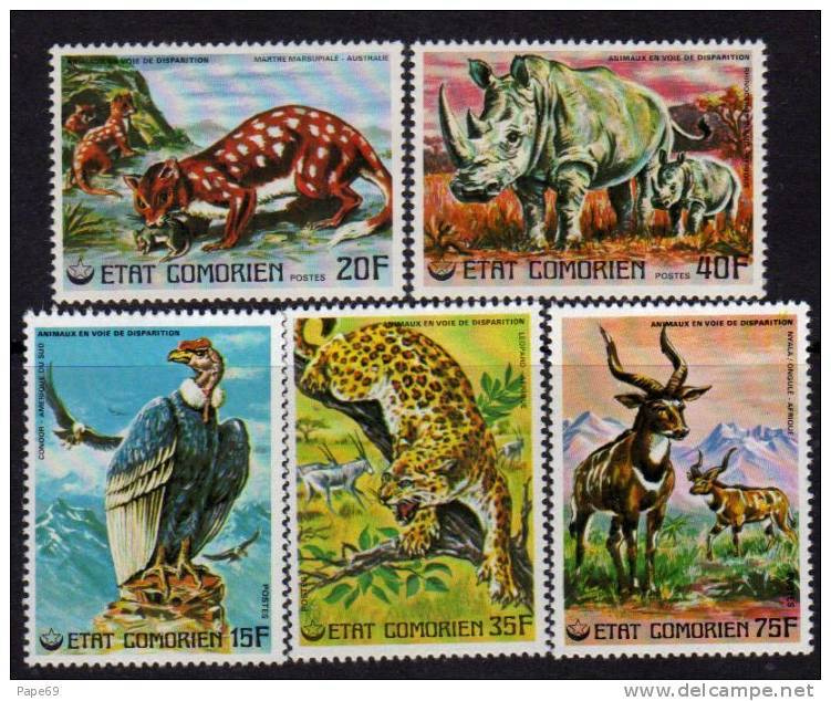 Comores N°170 / 74 XX Animaux En Voie De Disparition (I) Les 5 Valeurs  Sans Charnière TB - Comoros