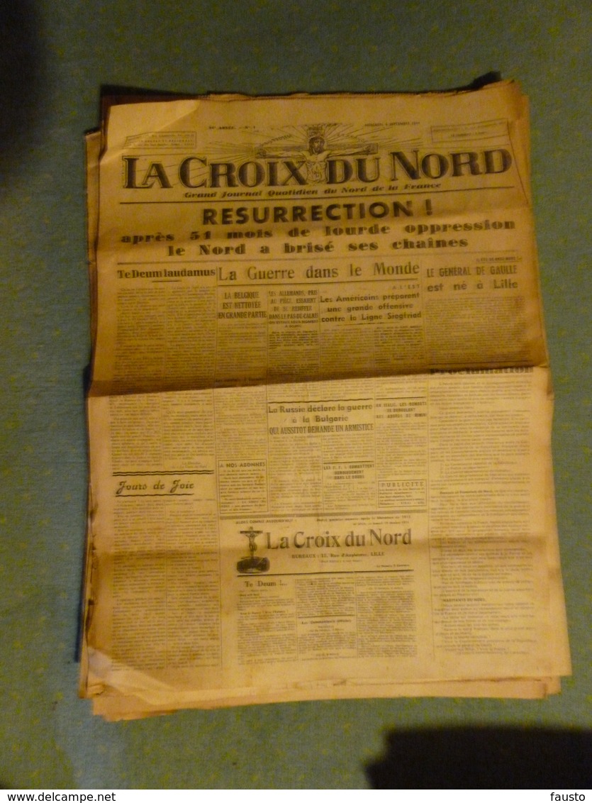 Journal Original La Croix Du Nord N°1 Du 6 Septembre 1944    WW2 - Autres & Non Classés