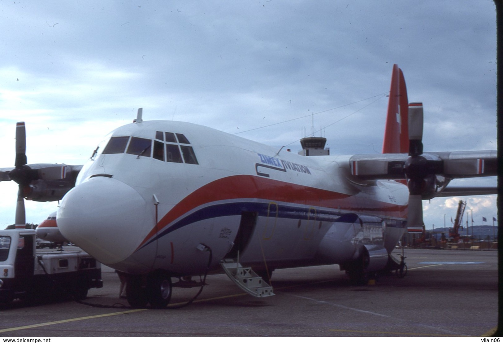 SLIDE / AVION / AIRCRAFT    ORIGINAL    ZIMEX AVIATION  HERCULE  HB-??? - Diapositives