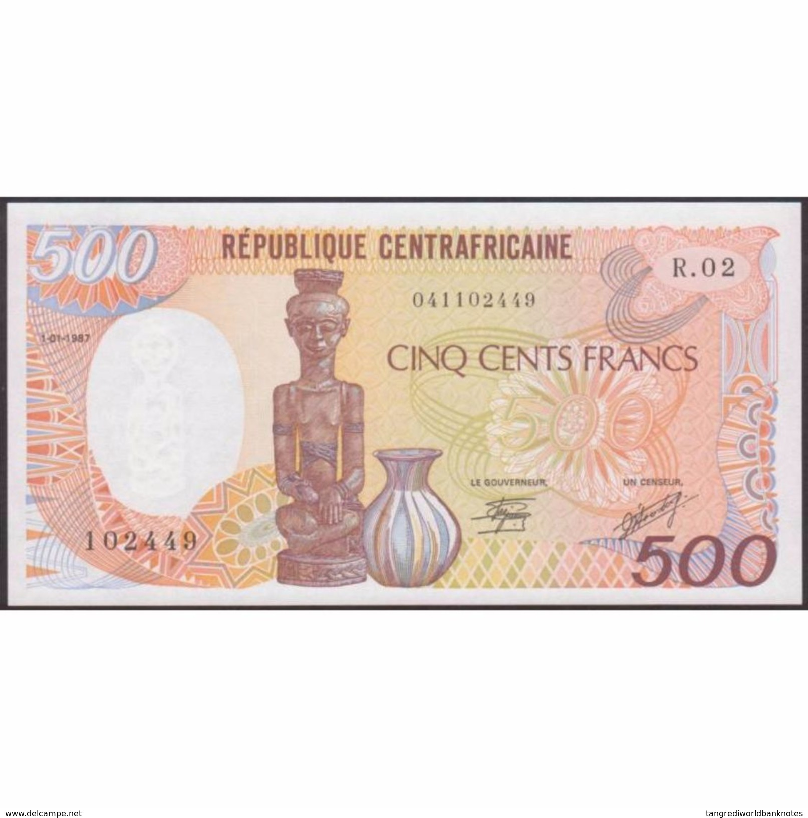 TWN - CENTRAL AFRICAN REPUBLIC (Républic) 14c - 500 Francs 1.1.1987 Prefix R.02 UNC - Centraal-Afrikaanse Republiek