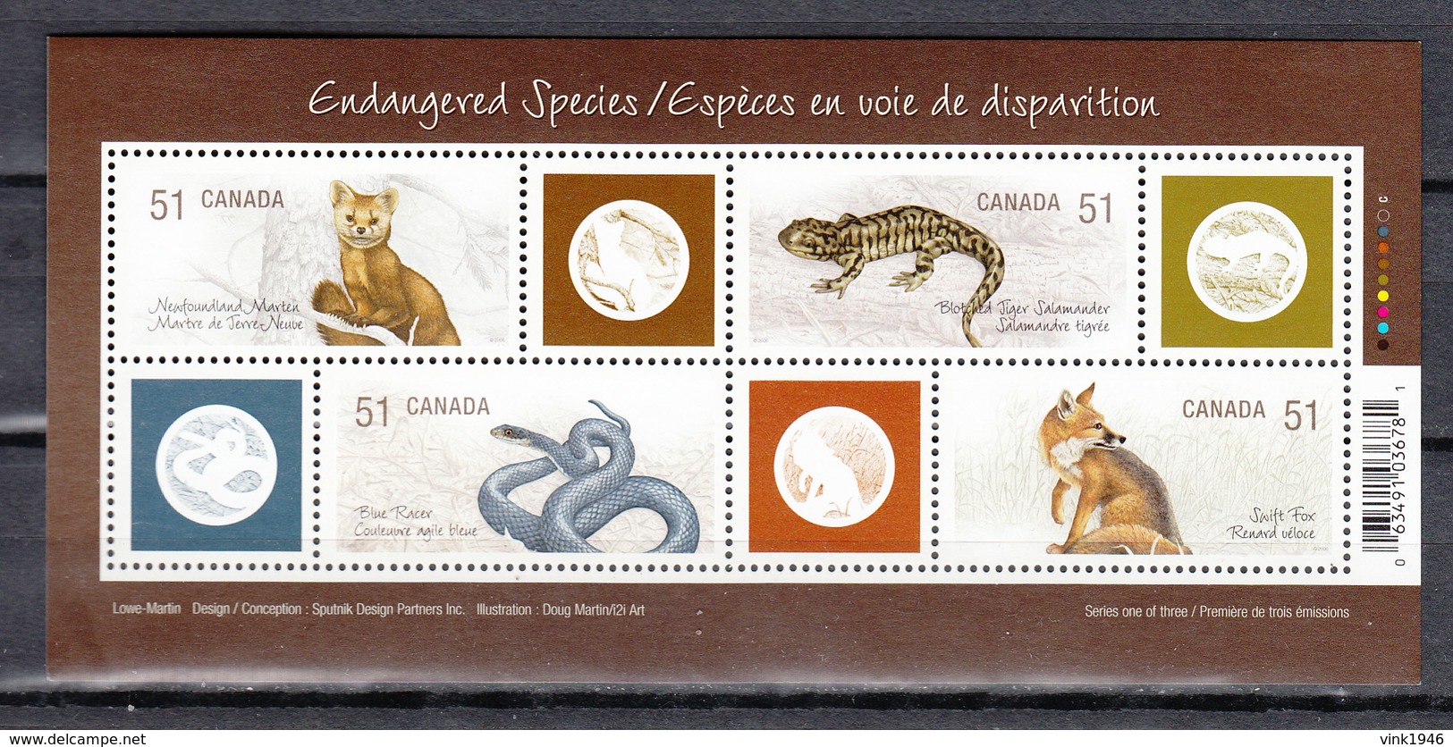 Canada 2006,4V In Block,marten,salamandersnake,fox,marter,slang,vos,MNH/Postfris(L3397) - Schlangen