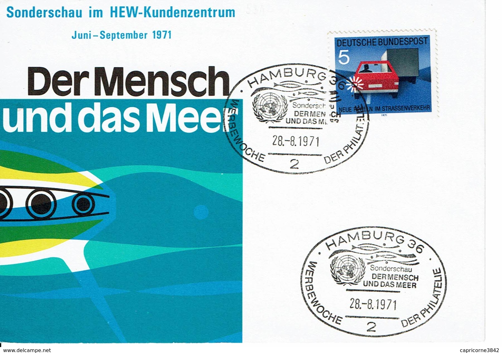 1971 - HAMBOURG - Obl. Spéciale "SONDERSCHAU DERMENSCH UND DAS MEER" (Spectacle L'homme Et La Mer) - Macchine Per Obliterare (EMA)