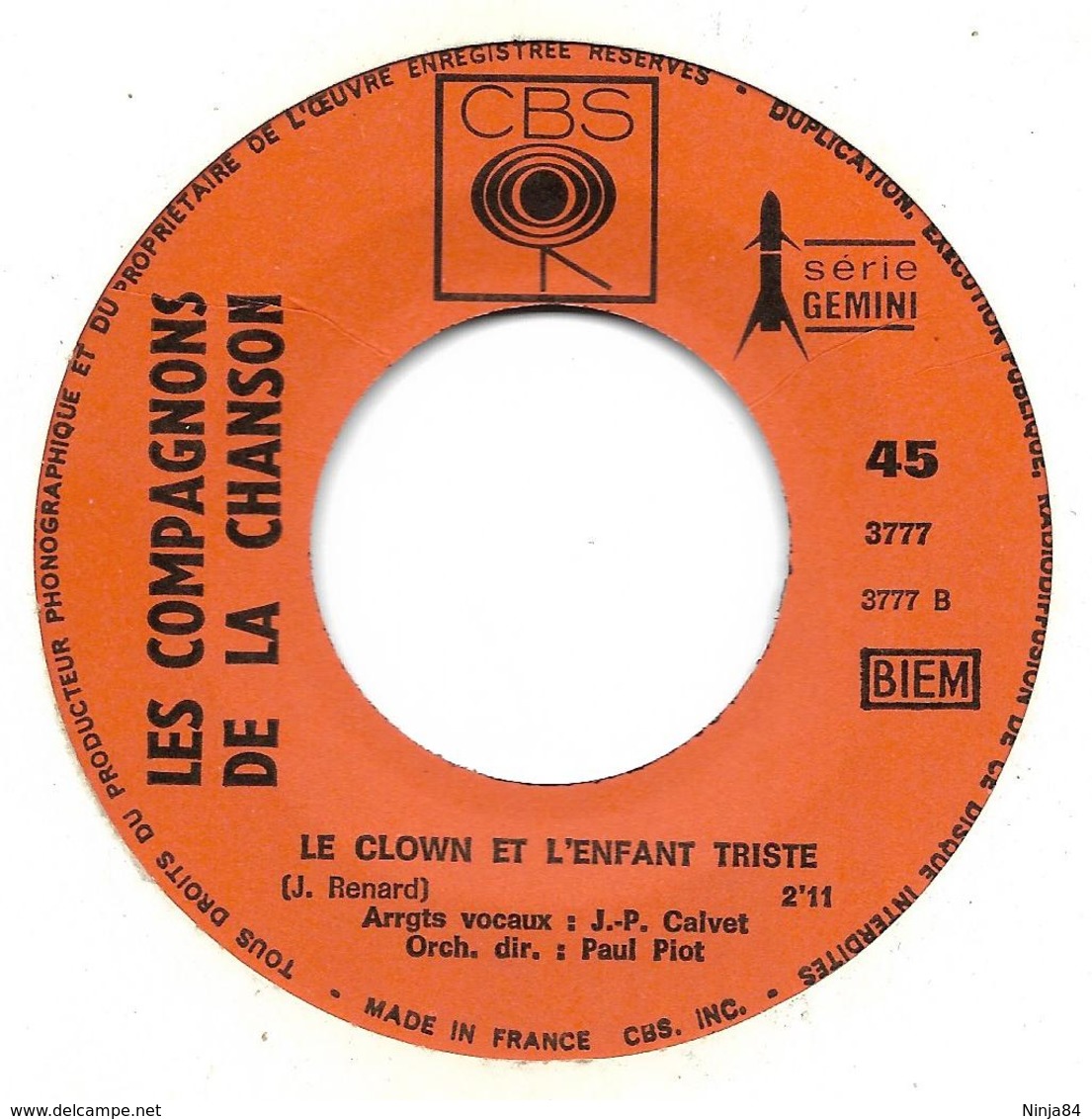 SP 45 RPM (7")  Les Compagnons De La Chanson  "  Ce Bonheur - Là  " - Autres - Musique Française