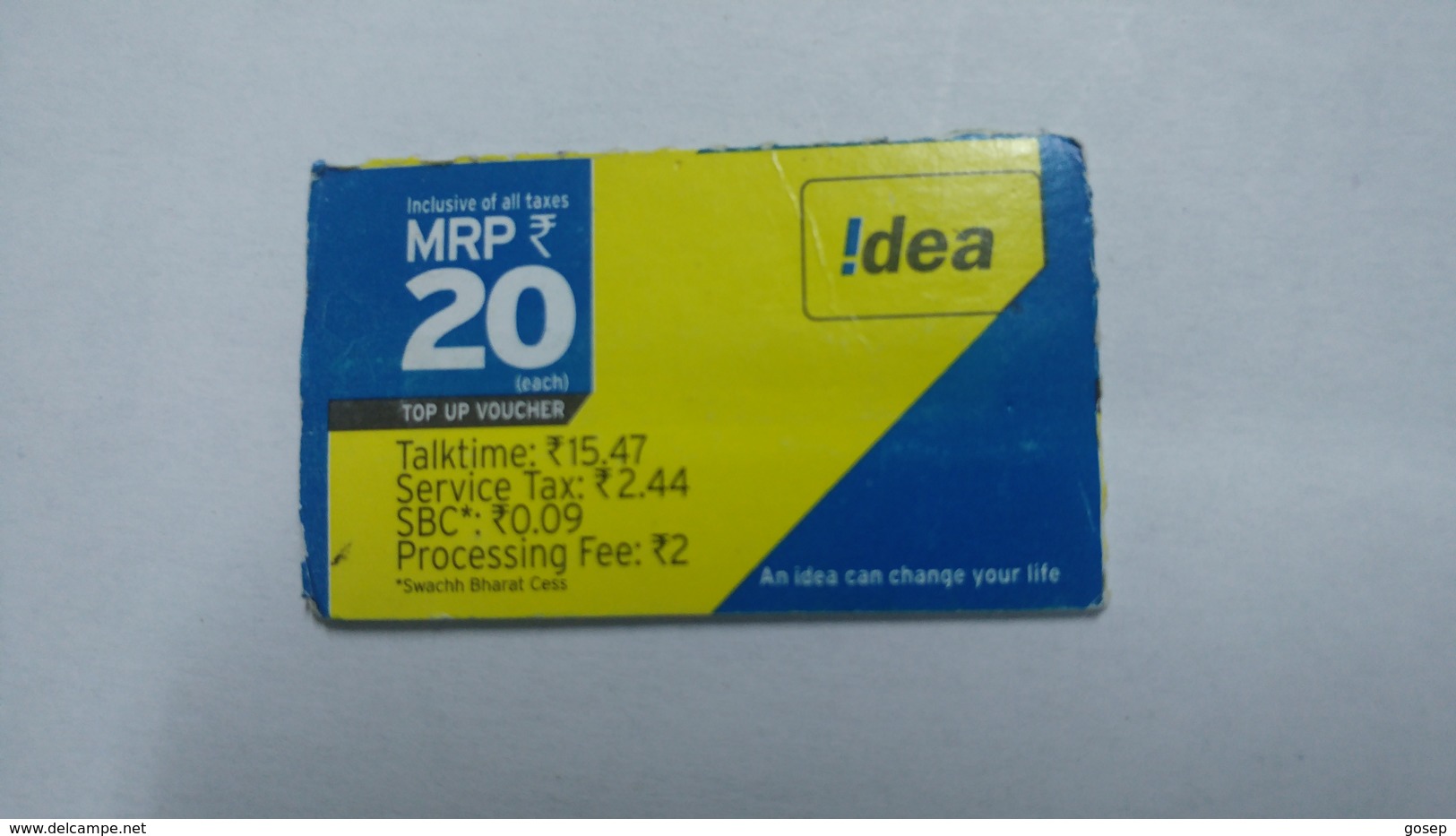 India-idea-talking1547-card-(32u)-(mrp20)-(965260701646320)-(bangalore)-(12/2015)-card Used+1 Card Prepiad Free - India