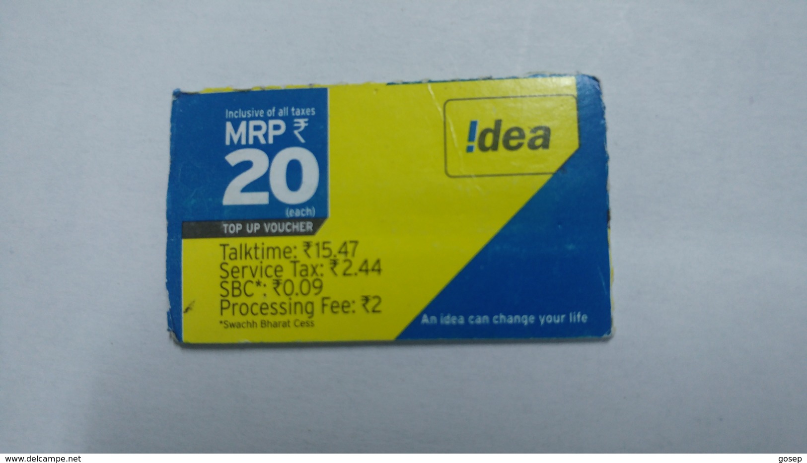 India-idea-talking1547-card-(32v)-(mrp20)-(958218679251608)-(bangalore)-(3/2016)-card Used+1 Card Prepiad Free - Indien