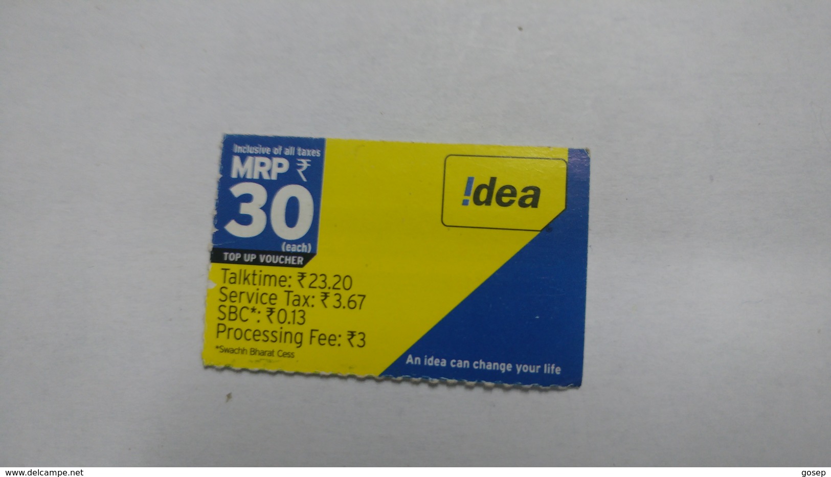 India-idea-talking23.20-card-(32x)-(mrp30)-(146387058831040)-(bangalore)-(11/2015)-card Used+1 Card Prepiad Free - Indien