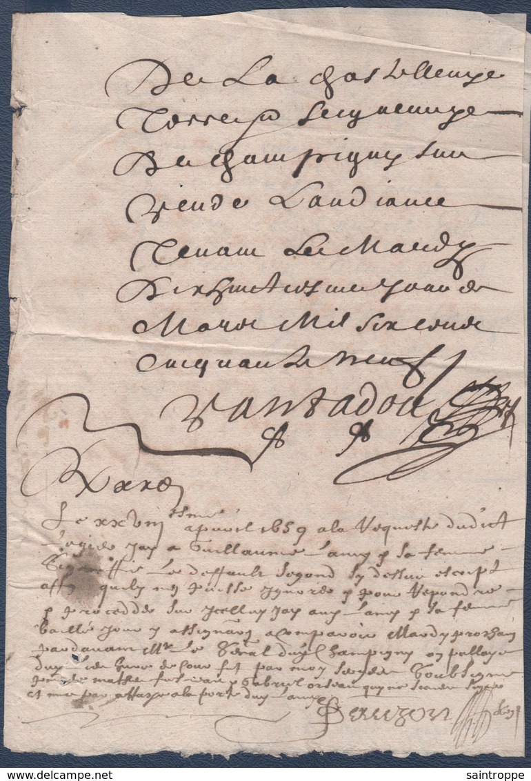 Manuscrit De 1659.Champigny-sur-Veude.Belle Calligraphie à Déchiffrer. - Manuscrits